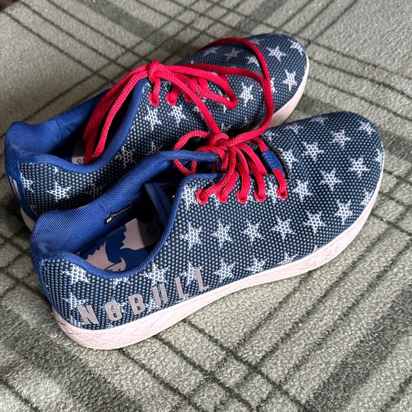 NOBULL Shoes - NOBULL women size 11 Blue Star Sneakers with Red Laces